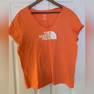 Women's The North Face Orange V-Neck T-Shirt XL